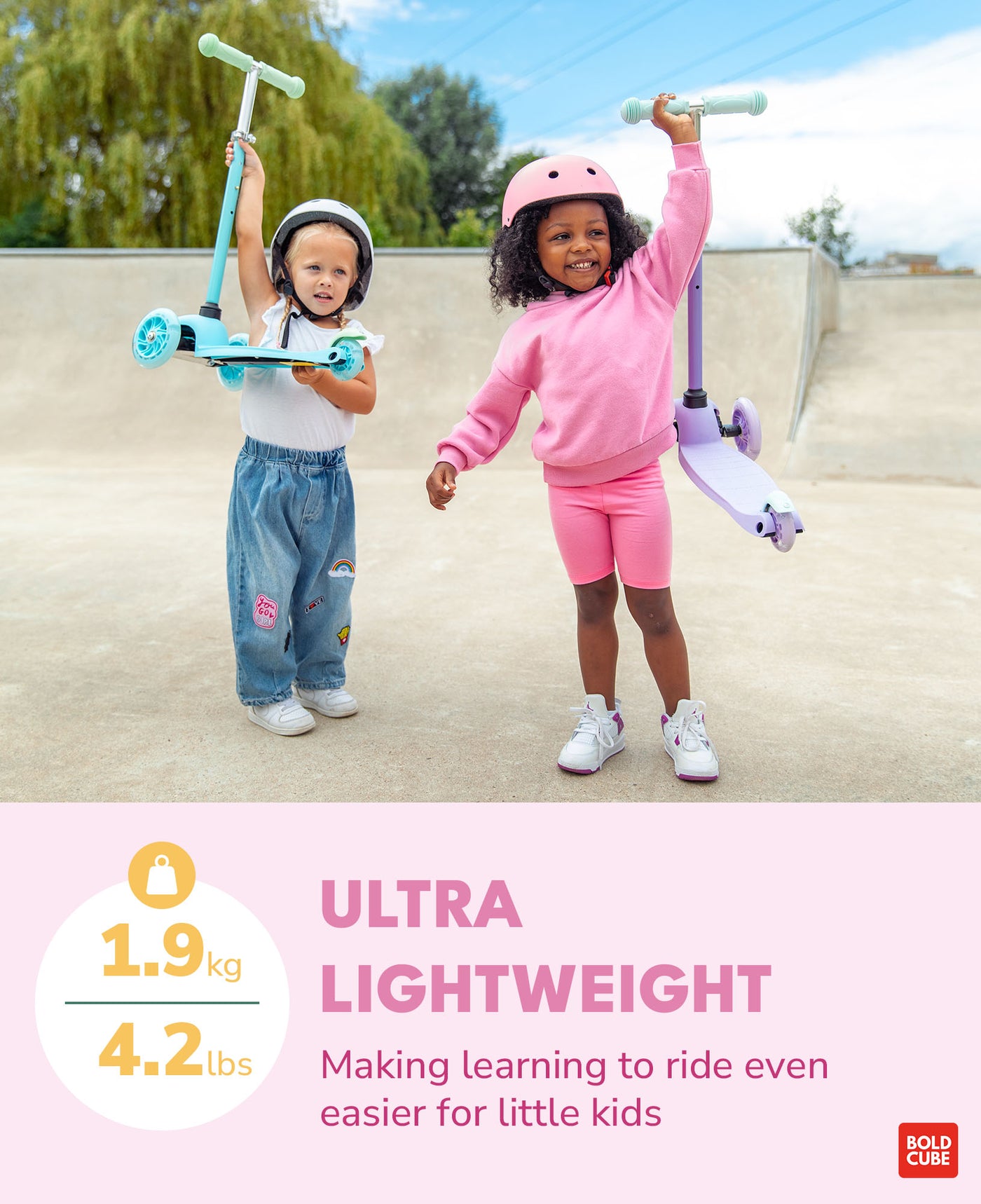 Bold Cube Three Wheel Scooter - Pink