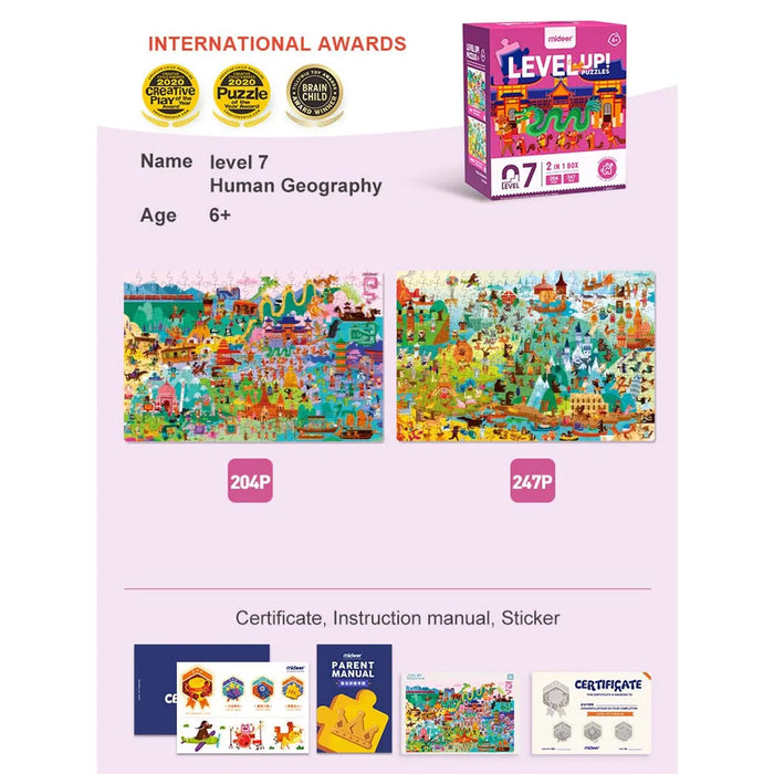 Mideer Level Up Puzzle 7 World Travel Age 6+