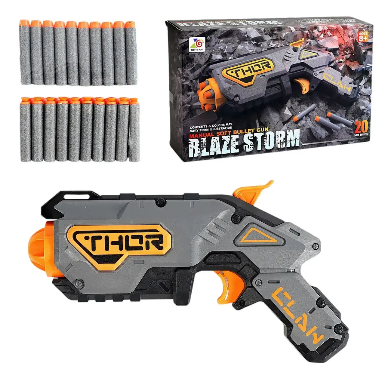 Blaze Storm Manual Soft Bullet Blaster with 20 Bullets