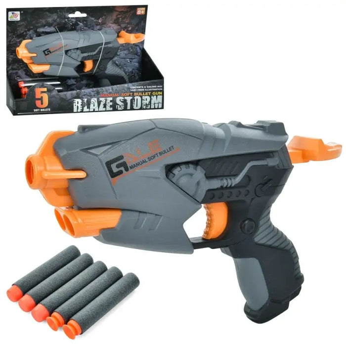 Blaze Storm Manual Soft Bullet Blaster with 5 Bullets