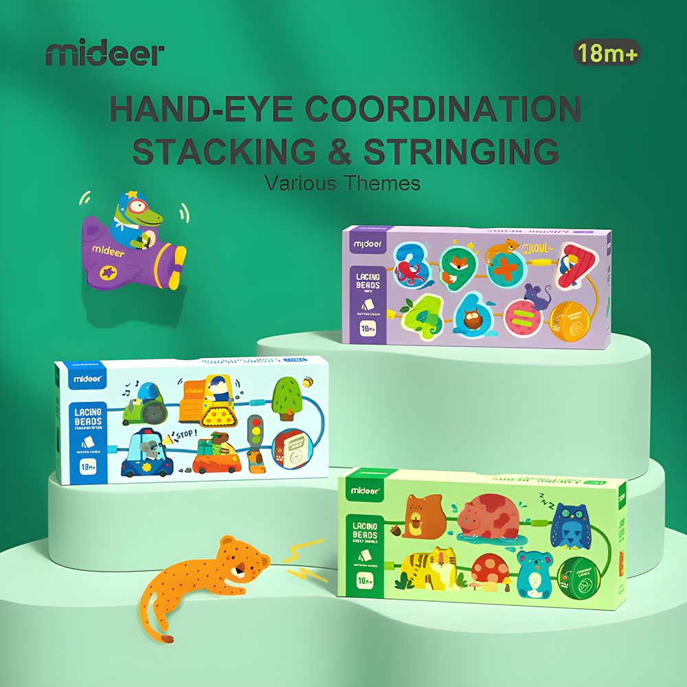 Mideer Lacing Beads Stringing Toy - Numbers and Animals