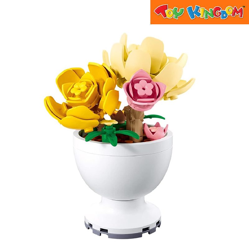 Sluban Pink Peony Potted Plant Building Set