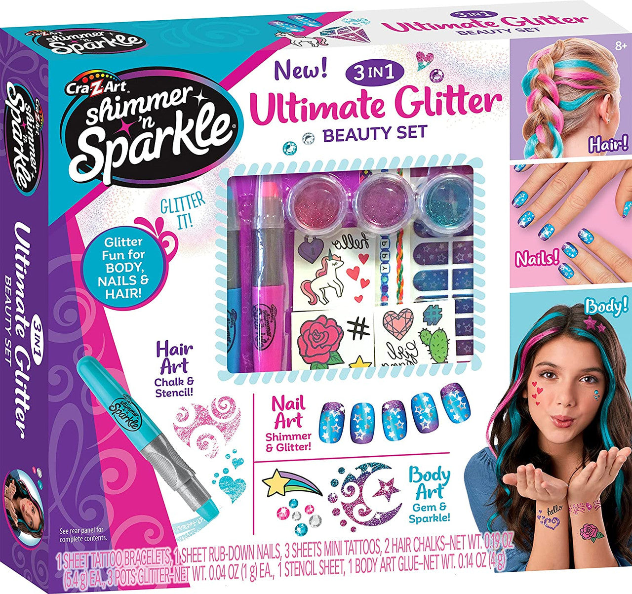 Shimmer 'n Sparkle 3-in-1 Ultimate Glitter Beauty Set
