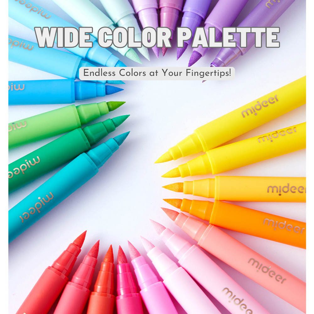 MiDeer Acrylic Markers, Ultra-Soft Nib (12 Colours)