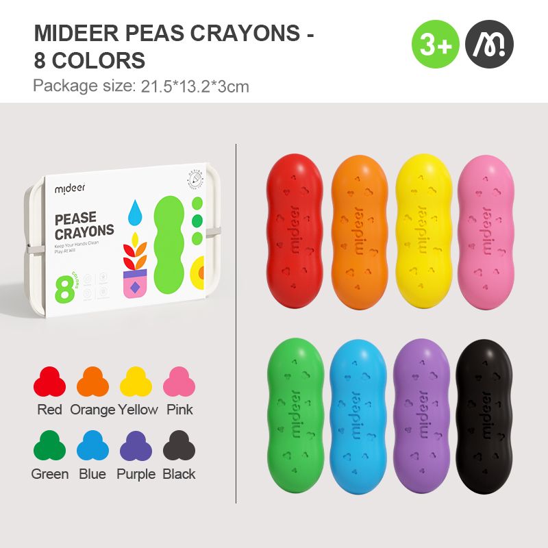 Mideer Washable Beeswax Pease Crayons - 8 Colours