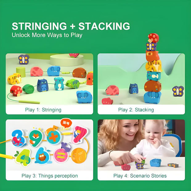 Mideer Lacing Beads Stringing Toy - Numbers and Animals