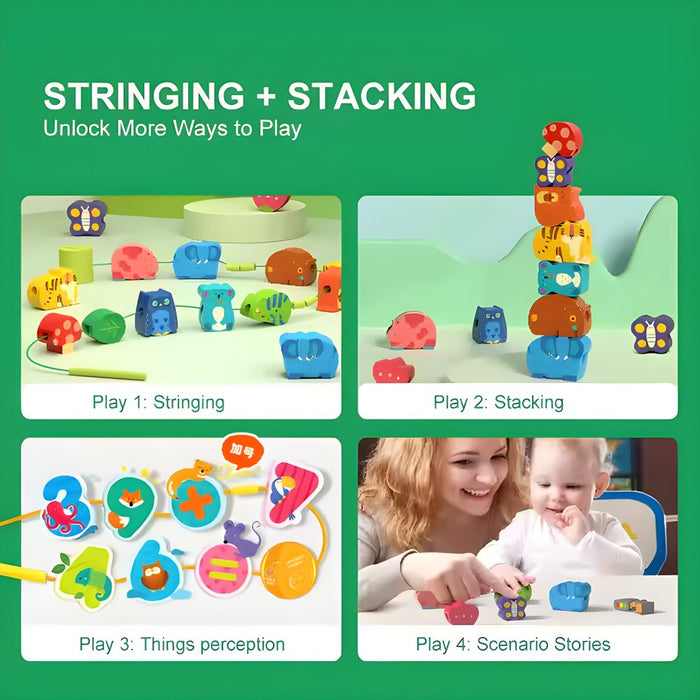 Mideer Lacing Beads Stringing Toy - Numbers and Animals