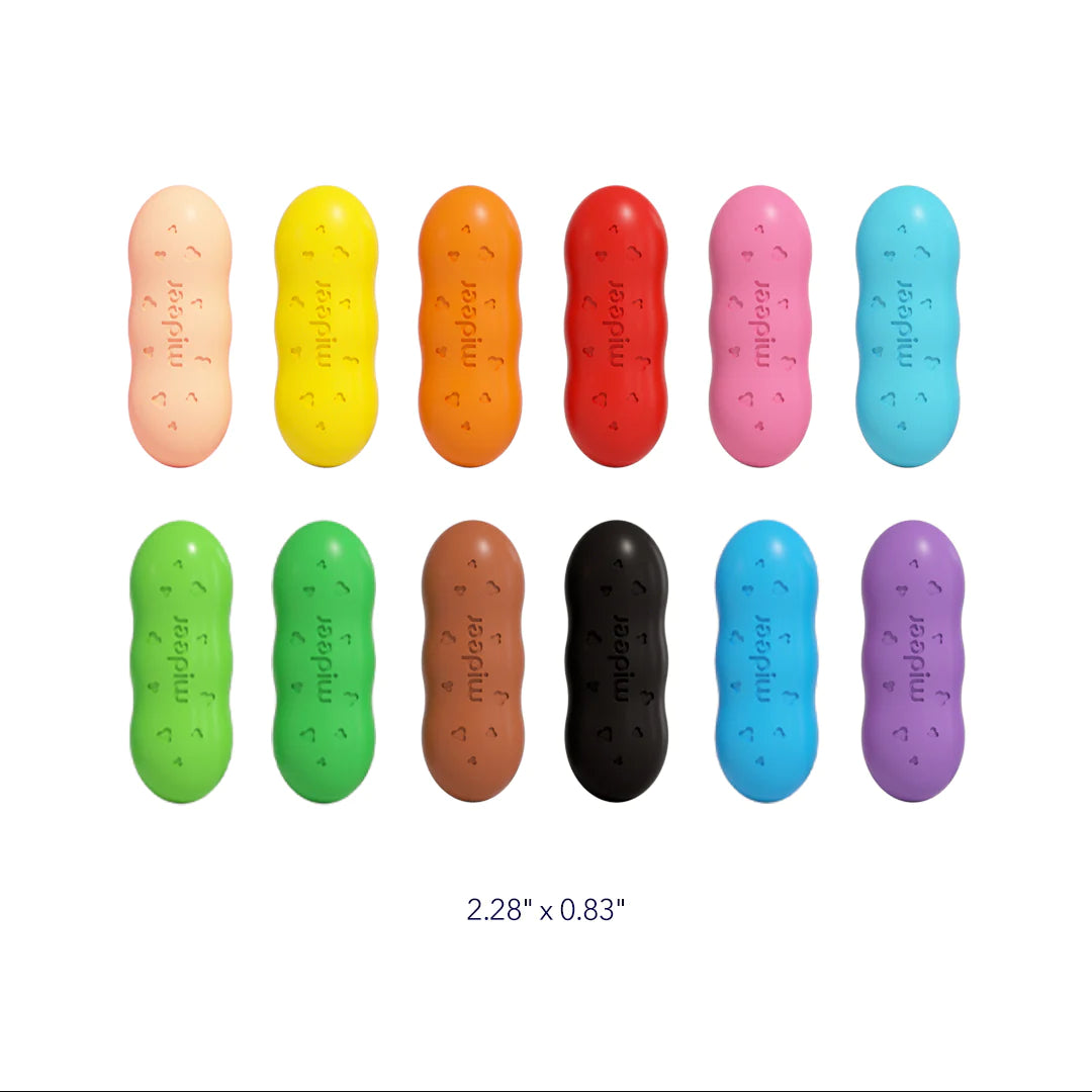 Mideer Washable Beeswax Pease Crayons - 12 Colours