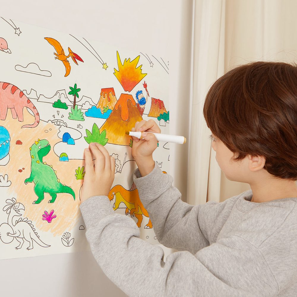 Mideer Adhesive Coloring Scroll The Amazing Dinosaurs