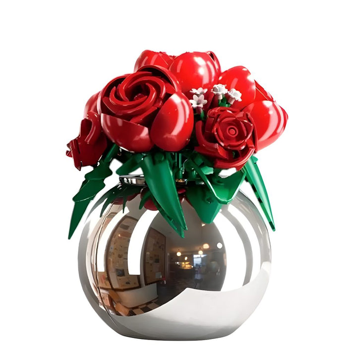 Sluban Pleyerid Red Roses Plated Vases Building Set