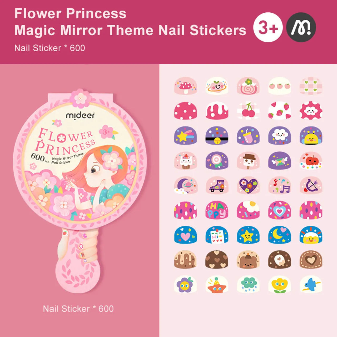 Mideer Magic Mirror Theme Nail Stickers Flower Princess